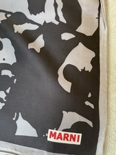 Marni Silk Scarf 35"x35" 89x90cm Hand-Hemmed   Black  Gray Abstract Print
