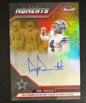 Topps 2023 Finest Moments Dak Prescott Dallas Cowboys Auto Gold /50 FMA-DP