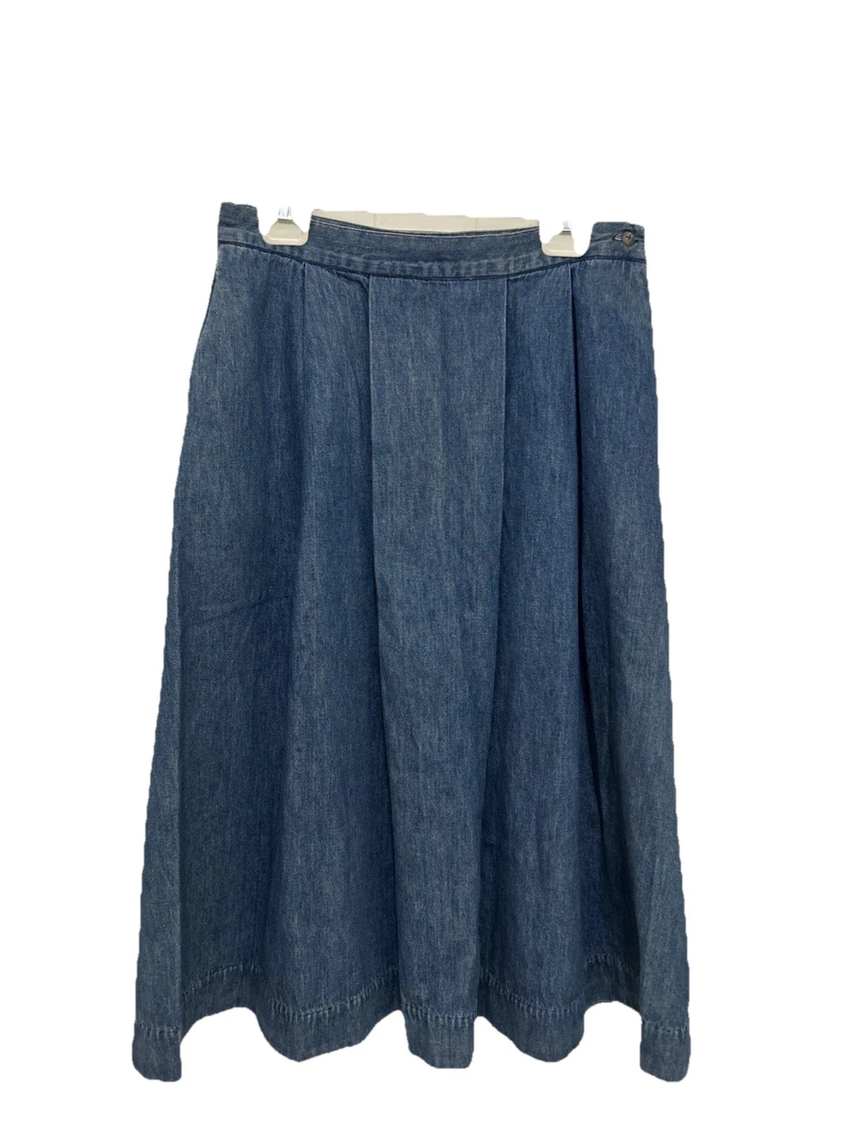 Vtg Lands End Denim Skirt 14 Country Boho Western Modest USA 90s Americana