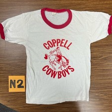 Camiseta vintage para hombre XS extra pequeña años 80 Coppell Cowboys Texas Ringer
