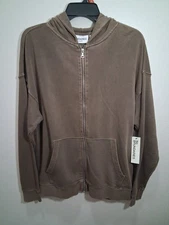 No Boundaries Fleece Full Zip Hoodie Men's Size Medium 38-40 Brown NWT