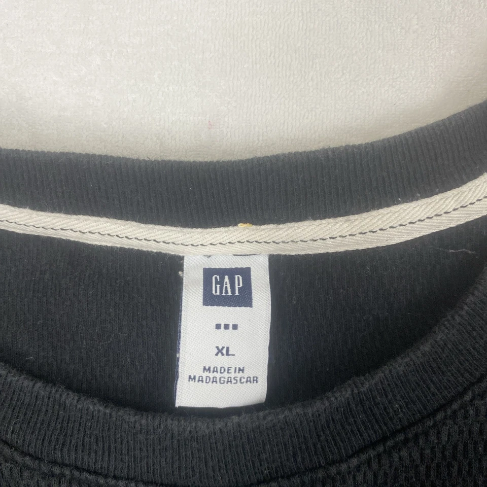 Camisa Gap Y2K Patinador Grunge Tejido Waffle Térmica Negra Azul Rayas Manga Larga Foto 4 de 4