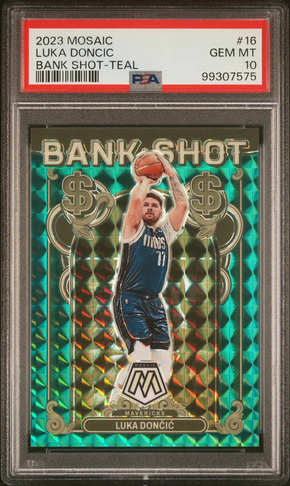 2023 PANINI MOSAIC BANK SHOT TEAL #16 LUKA DONCIC 38/75 PSA 10