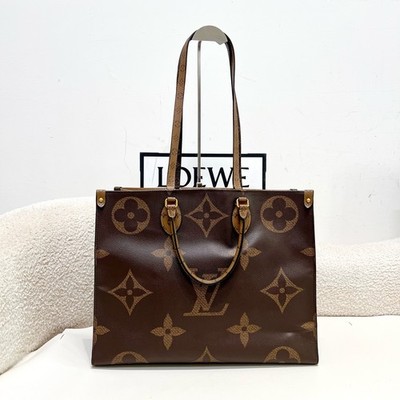 AUTH Louis Vuitton OnTheGo GM Monogram Giant Reverse Gold Hardware Tote Bag