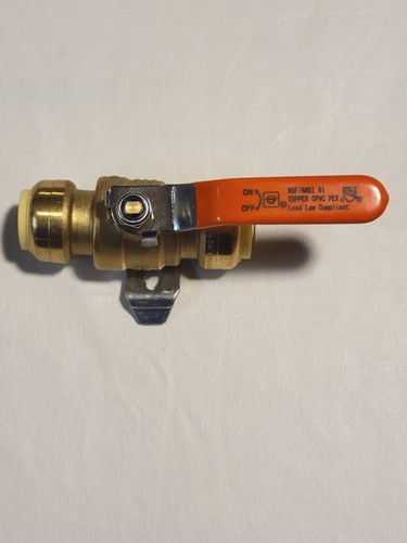 3/4 in Brass Ball Valve 200 PSI Orange Handle PEX Copper CPVC PE-RT