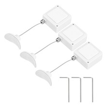 3Pcs 3.3 ft Retractable Remote Control Tether Remote Cable Lock with Caps White