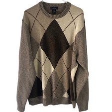 Dockers Men's Size XL Brown Diamond Academia Preppy Crewneck Sweater