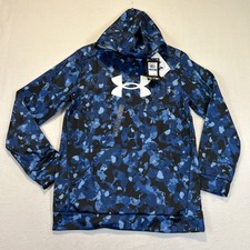 Under Armour Fleece Big Logo Printed Blue Camo Size YXL