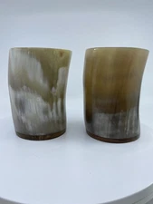 Pair Natural Buffalo Horn Mug Beer Wine Water Drinking Cup Home Decor