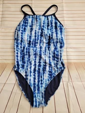 TYR Girls Size 14 One-Piece Swimsuit – Navy Tye Die Racerback 