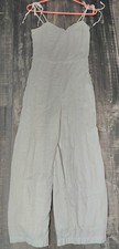 Abercrombie & Fitch Cream Pleated Wide-Leg Jumpsuit Women's Large 