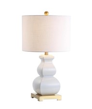 Jonathan Y 25.5 Inch White Gold Table Lamp With Led Bulbs For Home Decor