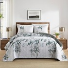 3-Piece King Queen Quilt Set Soft Warm Bedding Coverlet Bedspread Bamboo Leaf