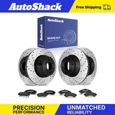 Front Rear Drilled Slotted Brake Rotors Ceramic Pads for GMC Envoy 4.2L