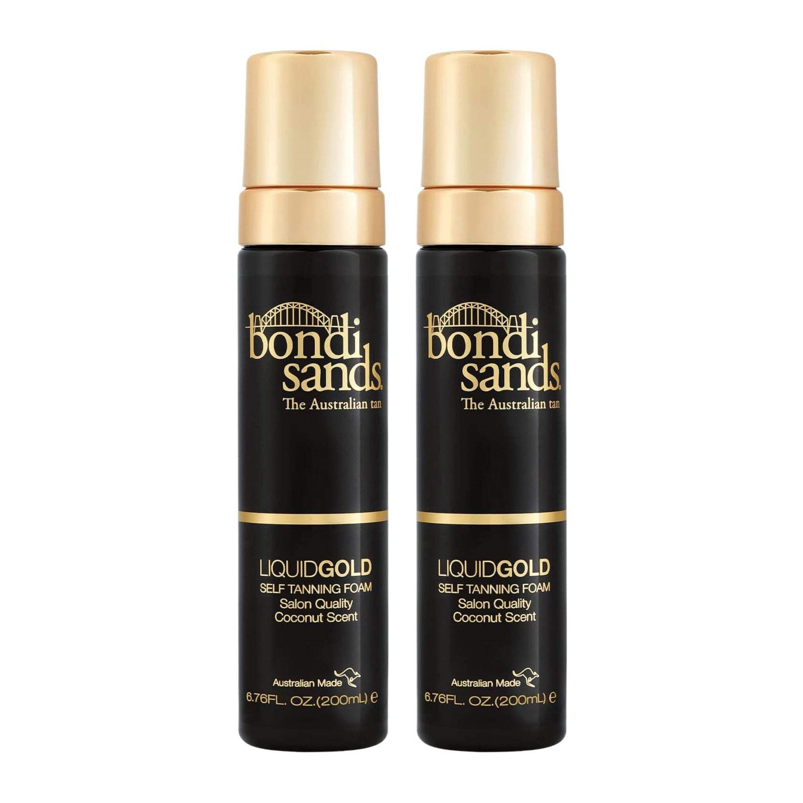 Bondi Sands Liquid Gold Self Tanning Foam 200ml Pack of 2 No Rinse Tan