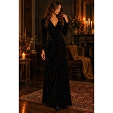 Vtg 90s Velvet sparkle Maxi Dress Womens sz 14 Whimsigoth Witchy Holiday Glam