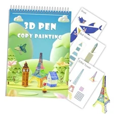 3D Printing Pen Drawing Book Spiral Bound with Transparent Template, 40 