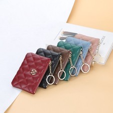 Women's Leather Small Wallet Holder Change Coin Purse Mini Pocket with Key Chain