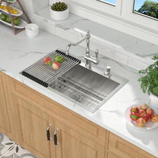 28" Stainless Steel Drop-in Kitchen Sink - 16 Gauge Single Bowl, 10" Deep