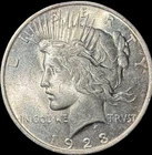 1923 Silver Peace Dollar 90% Fine Almost Uncirculated AU