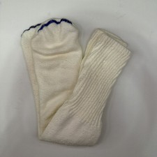 VTG Tube Socks Athletic 18" Sport White Made in USA Size 90s 80s Cotton Blue Toe