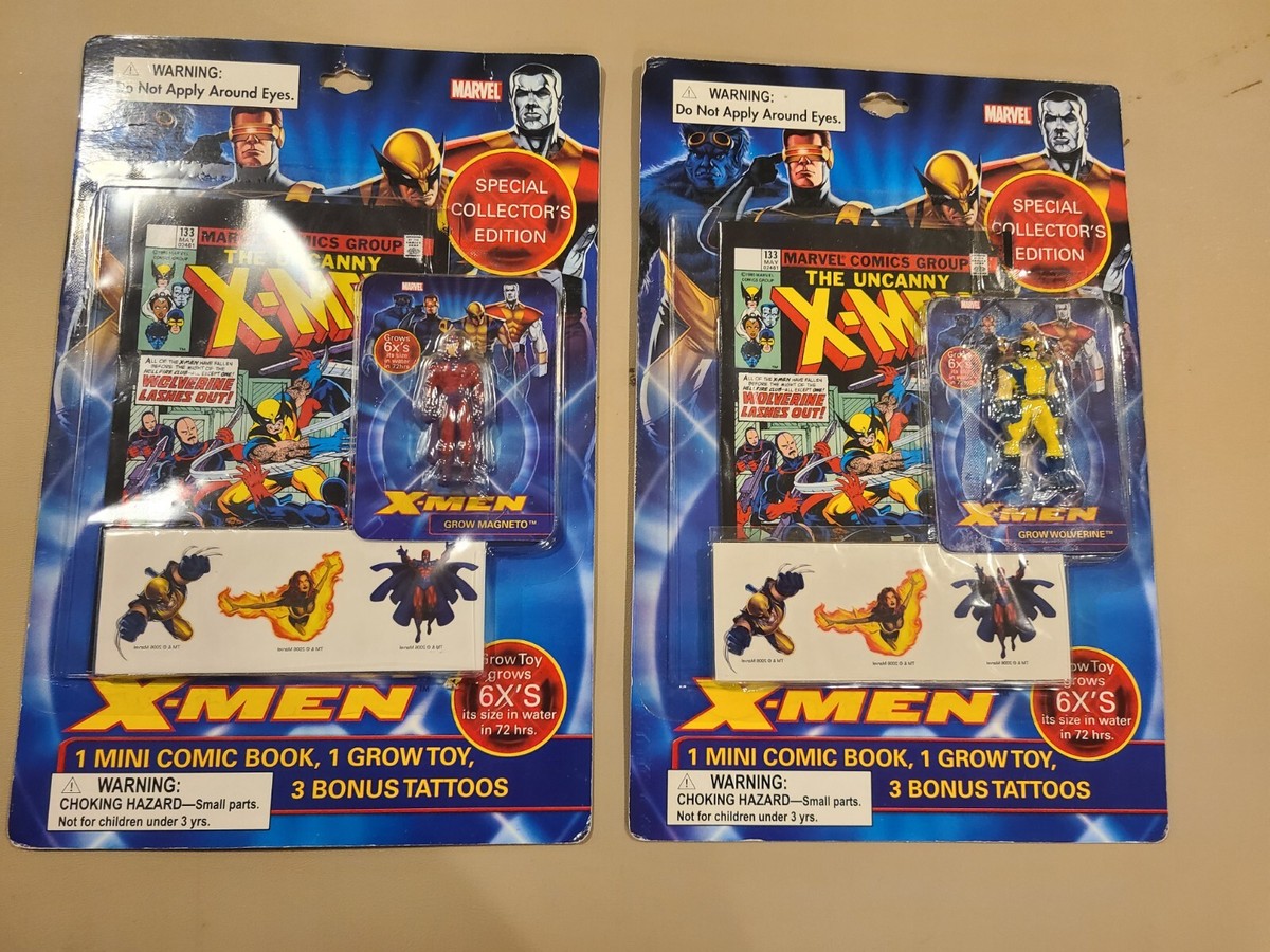 X-Men Wolverine & Magneto Mini Comic Book Marvel Grow Toy, Temp