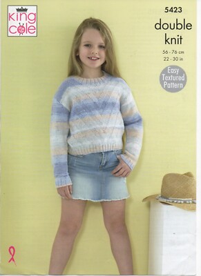 King Cole Beaches Garn doppeltes Strickmuster 5423 Pullover 22 - 30'' strukturiert