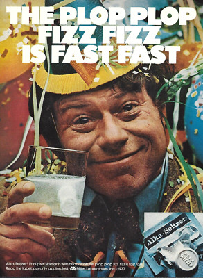 1977 Alka-Seltzer Plop Fizz Fast Antacid vintage Print Ad Advertisement