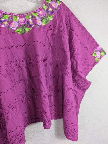 Guatemalan Huipil Poncho Handmade Embroidered Shirt Shoulder Boho Festival 70x20 - Picture 4 of 11