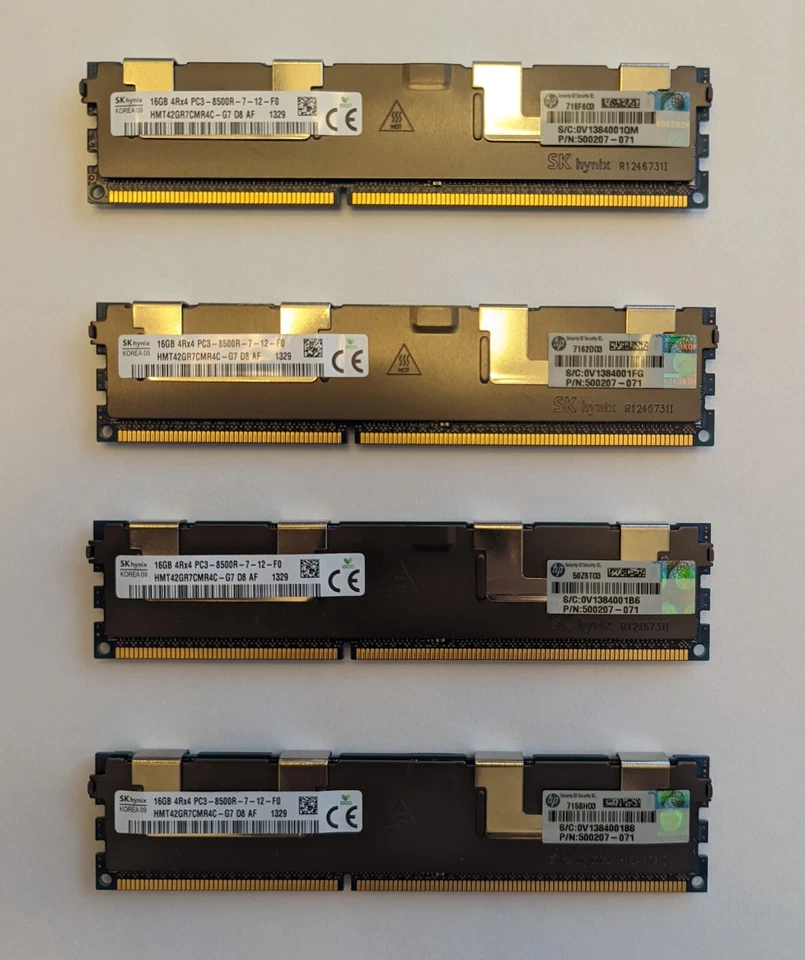64GB Quad Channel DDR3 ECC RAM Great for Xeon Rigs SK hynix HMT42GR7CMR4C-G7 D8 - Image 2 of 2