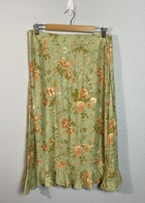 Vintage 90  s April Cornell Floral Trumpet Skirt Large Cottagecore Beading