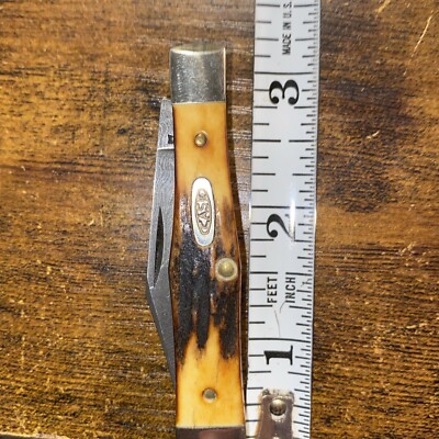Case XX USA 1 Dot 1989 Stag Damascus Single Blade Knife-5125 1/2