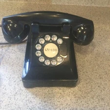 Vintage Black 302 Bell System Western Electric Rotary Dial Desk Phone