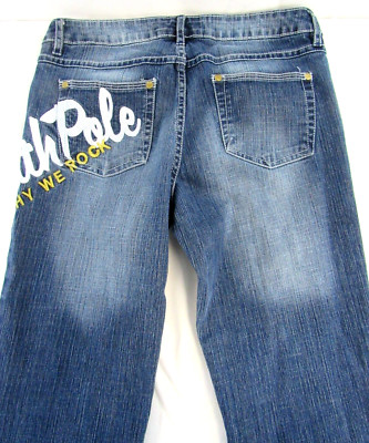 South Pole Why We Rock Embroidered Jeans Low Rise Bootcut Size 7