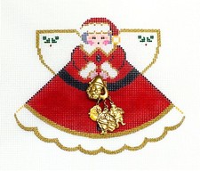 Christmas Angel in Santa Suit  Charms handpaint Needlepoint Canvas Painted Pony