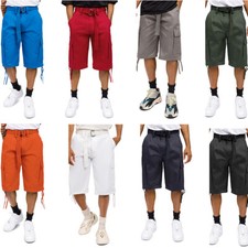 Men's Big and Tall Belted Solid Cargo Shorts Pants 9AP10EY-SOLID COLOR