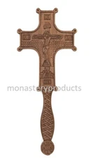 11.5" Large Wooden Greek Hand Blessing Cross - Very Good Detail - Two Sides