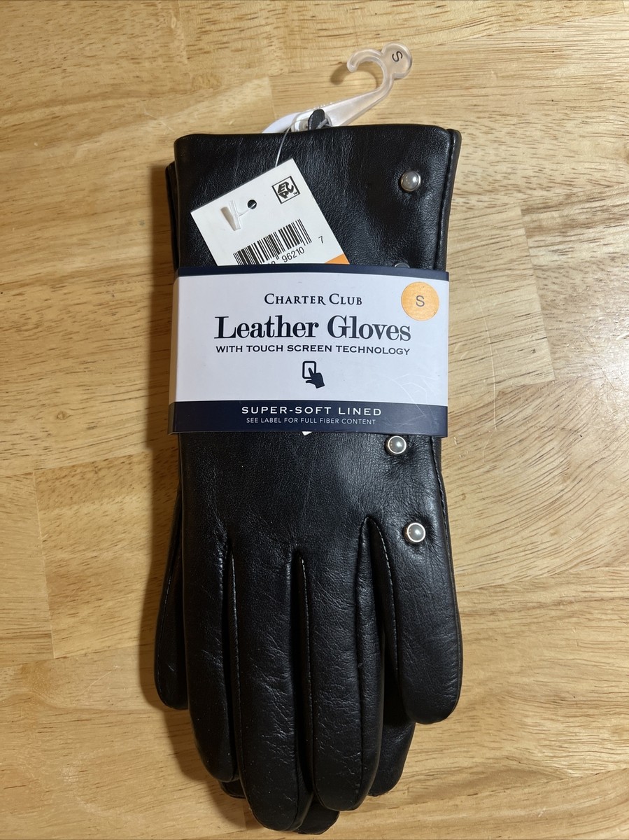 専用クリーム Small Charter Club Women's Lined Leather Gloves In Black With