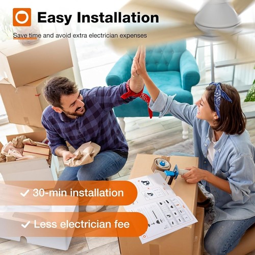 42" Low Profile Ceiling Fan with Lights, Remote Control, Reversible, Dimmable - Picture 7 of 8
