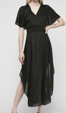 NWT EXPRESS Metallic Dot Smocked Waistband Maxi Dress in Black Size XXS $148