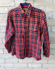 VTG 40s McGregor Red Plaid Wool Shirt Mens Sz L Rockabilly Outdoors FLAWS