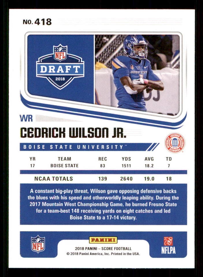 2018 Score #418 Cedrick Wilson Jr. RC - Image 2 of 2