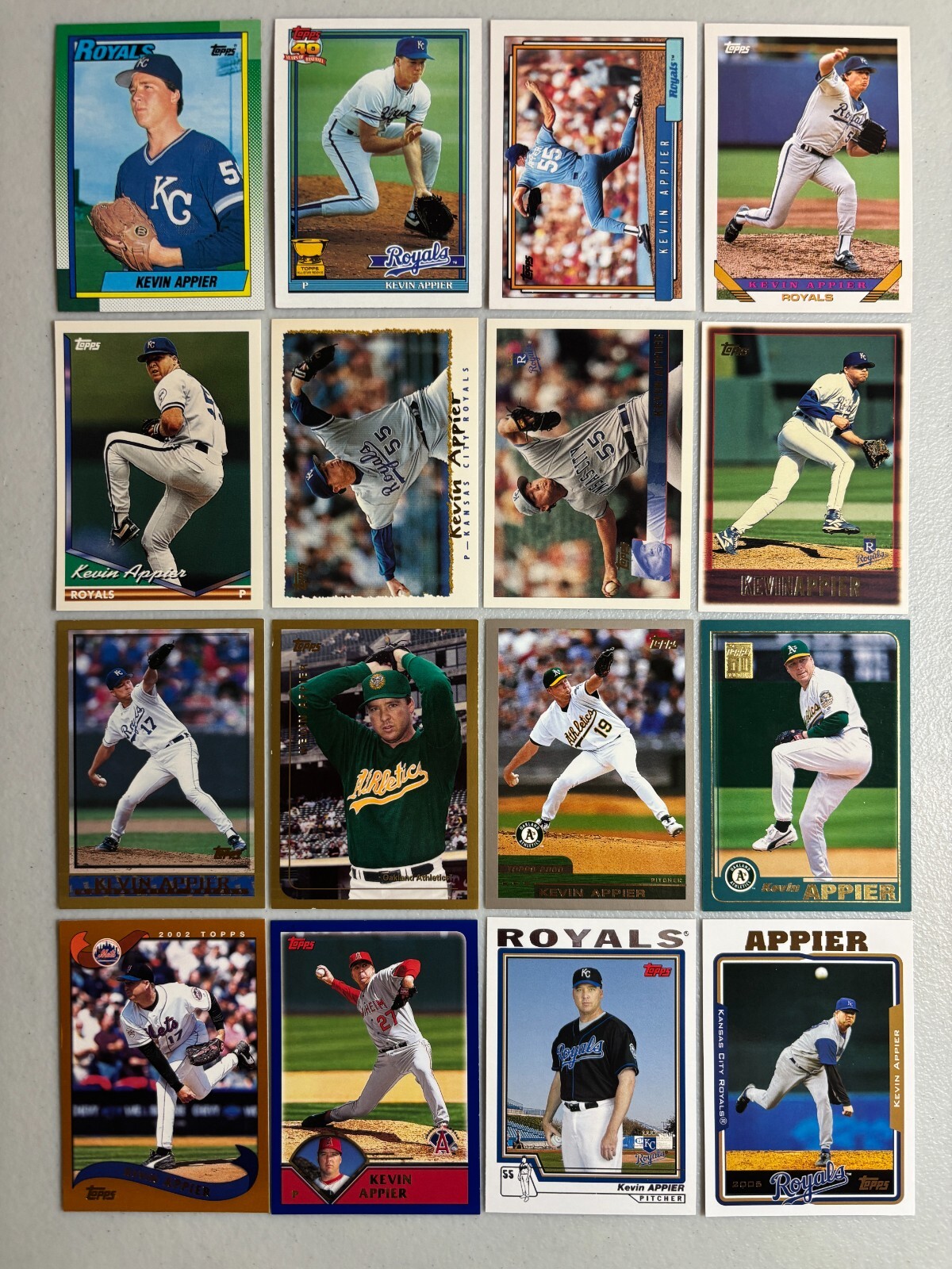 Vintage Topps 16-Card Kevin Appier Collection Lot 1990-2005 MLB Baseball Cards  