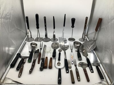 28 Metal + Plastic Wooden Stainless Kitchen Utensils Tools Fork Knife Mashers ++
