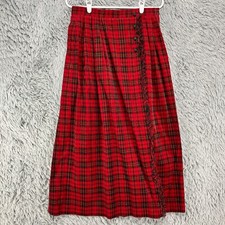 Vintage Susan Bristol Plaid Skirt Womens 8 Wrap Fringe 90's Preppy Cottagecore