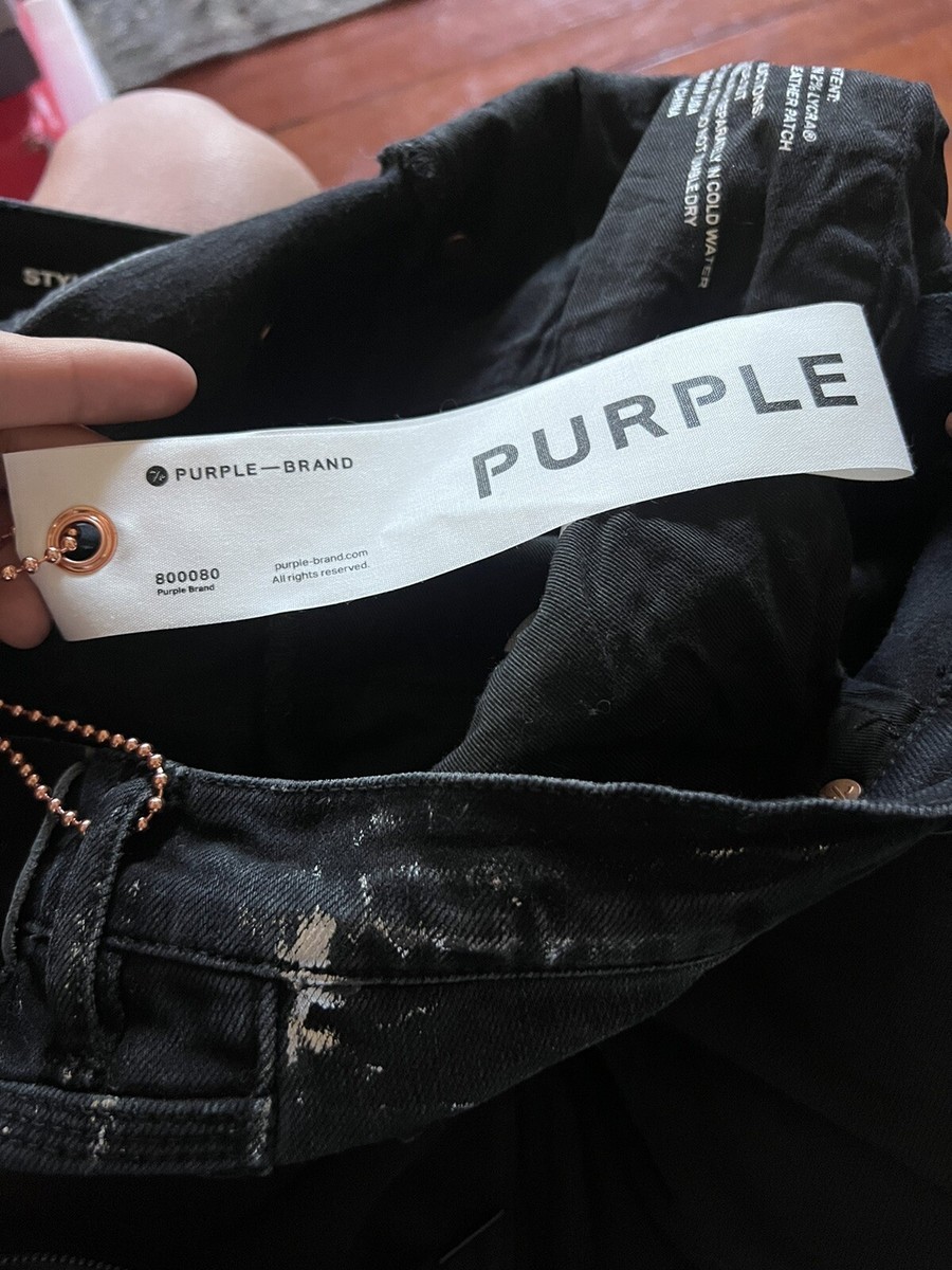 PURPLE BRAND P001 ブラックウォッシュメタリックシルバー PURPLE BRAND P001 Black Wash Metallic Silver Slim Fit Jeans