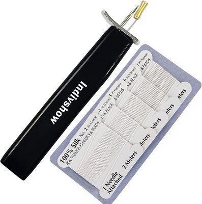 INDIVSHOW The Knotter kit, Black knotter and 5 card random color silk thread 