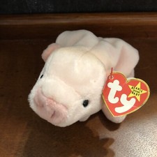 TY Beanie Baby - Squealer the Pig 8 Farm Stuffed Animal Plush Pink Curly Tail