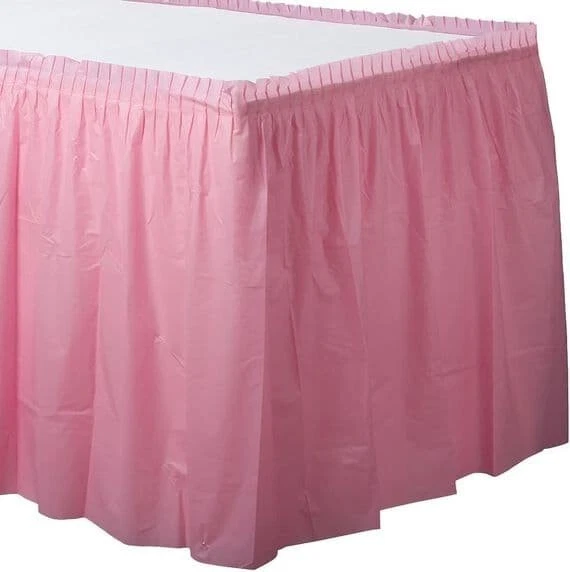 Jupe de table en plastique rose bébé - Photo 1/1