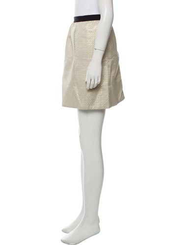 Ganni Printed Mini Skirt Size Large Geometric Crem